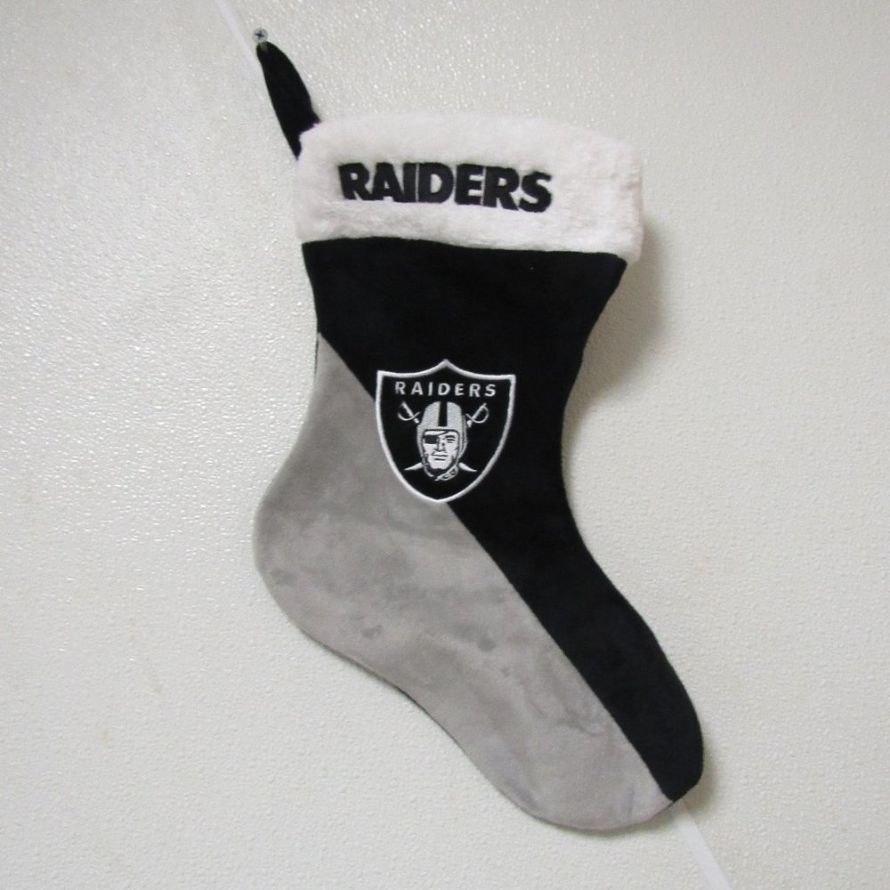 Embroidered NFL Las Vegas Raiders on 18" Black/Gray Basic Christmas Stocking